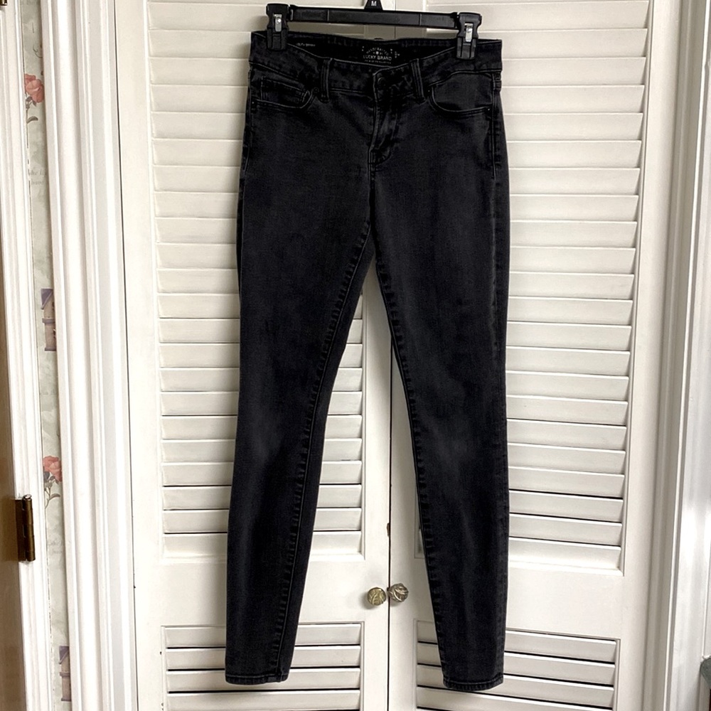 EUC Size 4 Lucky Brand jeans charcoal grayish black stretchy skinny